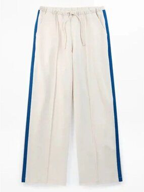 Athleta Women's Pull-On Activewear Pants Beige w/ Black Side Stripe Size L